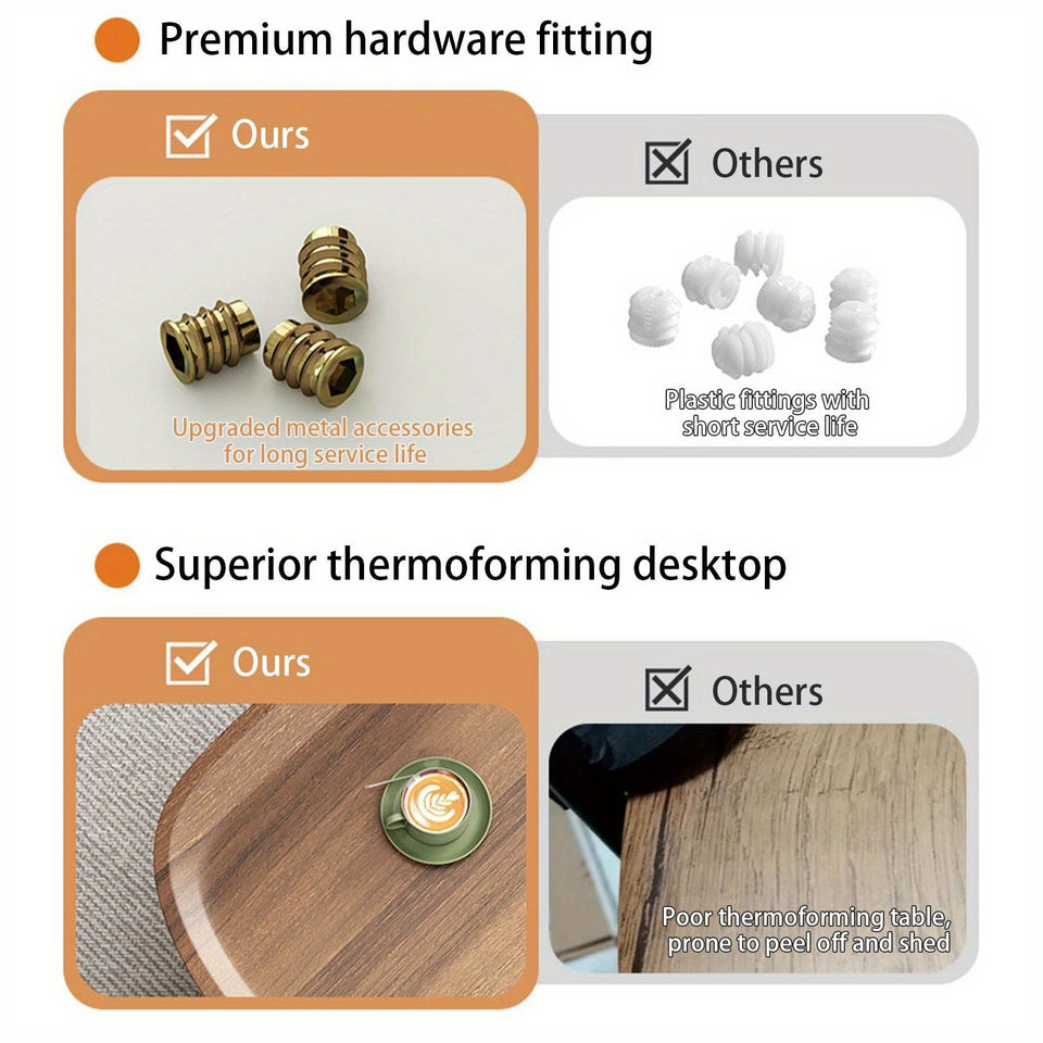 Set of 2 Modern Square Coffee Table Set for Living Room, Easy Assembly Nesting Coffee Tables, Walnut Color Circle End Side Table