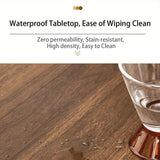 Set of 2 Modern Square Coffee Table Set for Living Room, Easy Assembly Nesting Coffee Tables, Walnut Color Circle End Side Table