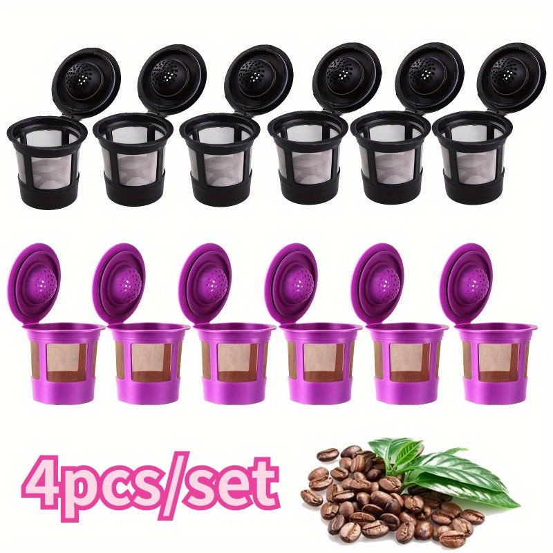 4pcs Sustainable Reusable K Cups For Keurig - Bpa-Free, Fit Coffee Filters Compatible With 1.0 & 2.0 Brewers - Easy Clean