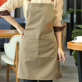 [Oil Resistant Unisex Apron Multi-Purpose] 1 piece waterproof and oil resistant apron with pockets - unisex apron - perfect for coffee bars, restaurants, and multi-purpose use
