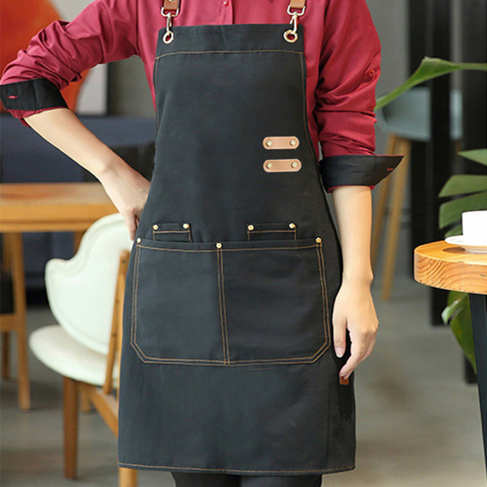 [Oil Resistant Unisex Apron Multi-Purpose] 1 piece waterproof and oil resistant apron with pockets - unisex apron - perfect for coffee bars, restaurants, and multi-purpose use