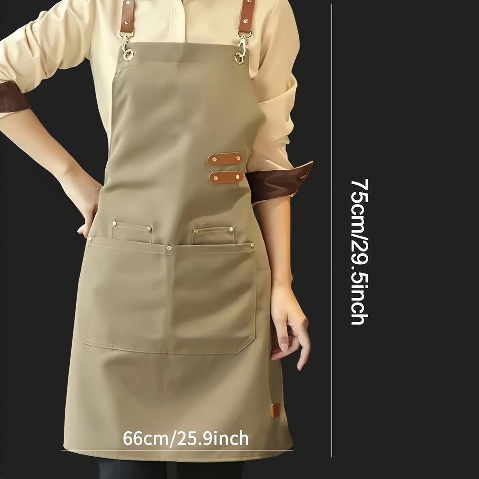[Oil Resistant Unisex Apron Multi-Purpose] 1 piece waterproof and oil resistant apron with pockets - unisex apron - perfect for coffee bars, restaurants, and multi-purpose use
