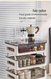 PVC Multi-Drawer Coffee Station Organizer: Cup and Snack Storage Rack with Tea Bag Compartment, Beverage Station Organizer, Kitchen Countertop Espresso Pod Holder