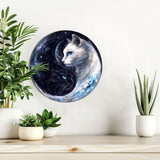 Charming Cat-Themed Aluminum Wall Sign - 8X8 Inch Round Wreath Decor For Home, Office, Kitchen & Coffee Shops - Perfect Gift For Holidays & Special Occasions