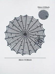 PVC Spider Web Placemats - 1pc Black Hollow Non-Slip Insulation Mat for Halloween Decor, Kitchen, Dining Table, Restaurant