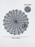 PVC Spider Web Placemats - 1pc Black Hollow Non-Slip Insulation Mat for Halloween Decor, Kitchen, Dining Table, Restaurant