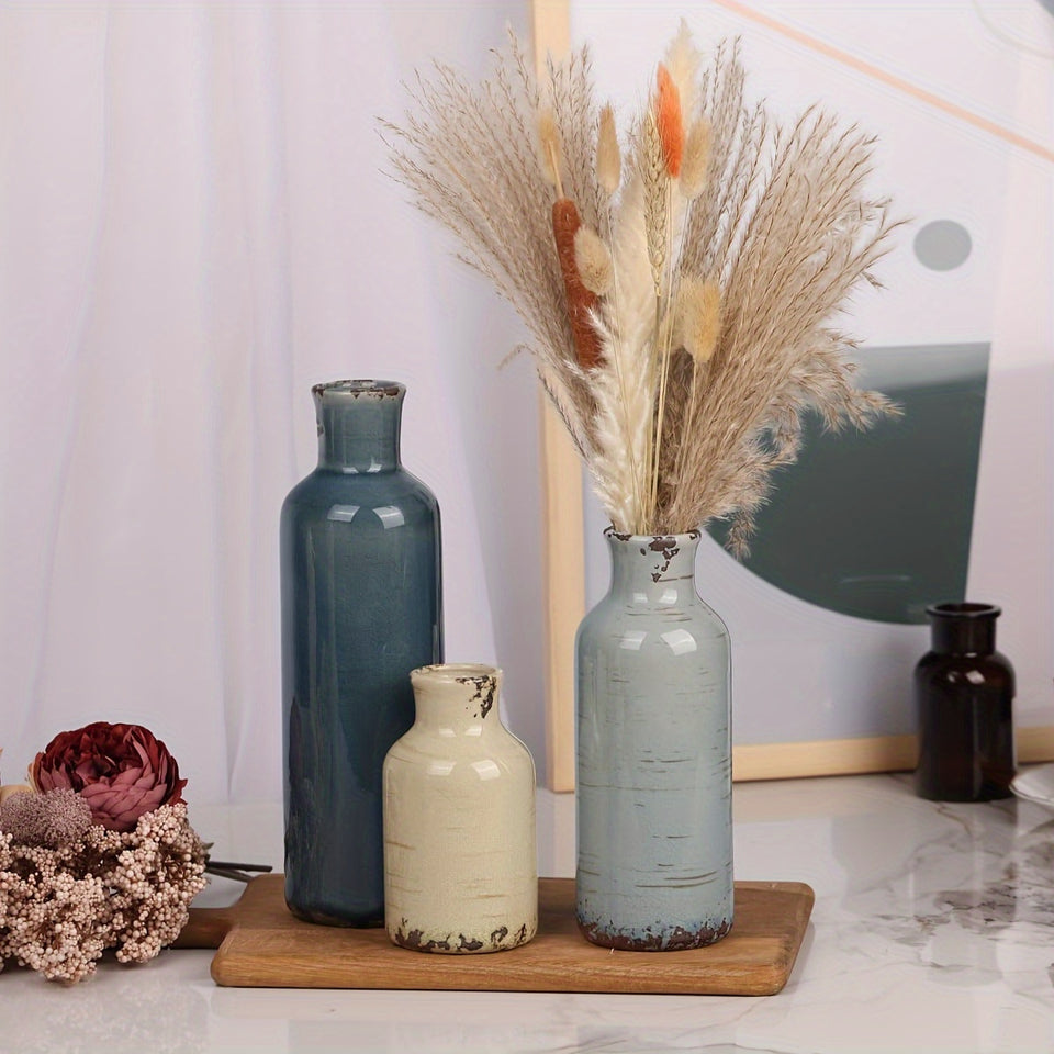 3 Morandi ceramic vases, Bohemian style vases, suitable for banquet, banquet, festival, wedding, family, restaurant, table decoration, aesthetic room, family, four seasons decoration, Christmas and other holiday gifts.