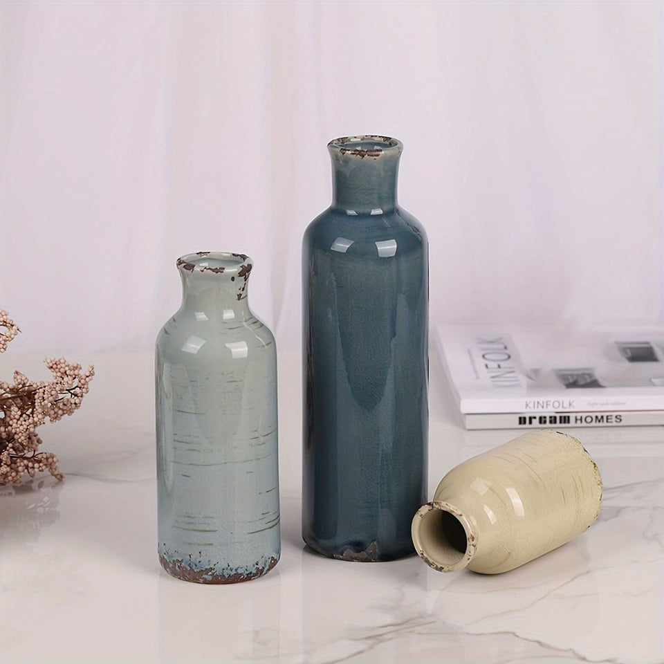 3 Morandi ceramic vases, Bohemian style vases, suitable for banquet, banquet, festival, wedding, family, restaurant, table decoration, aesthetic room, family, four seasons decoration, Christmas and other holiday gifts.