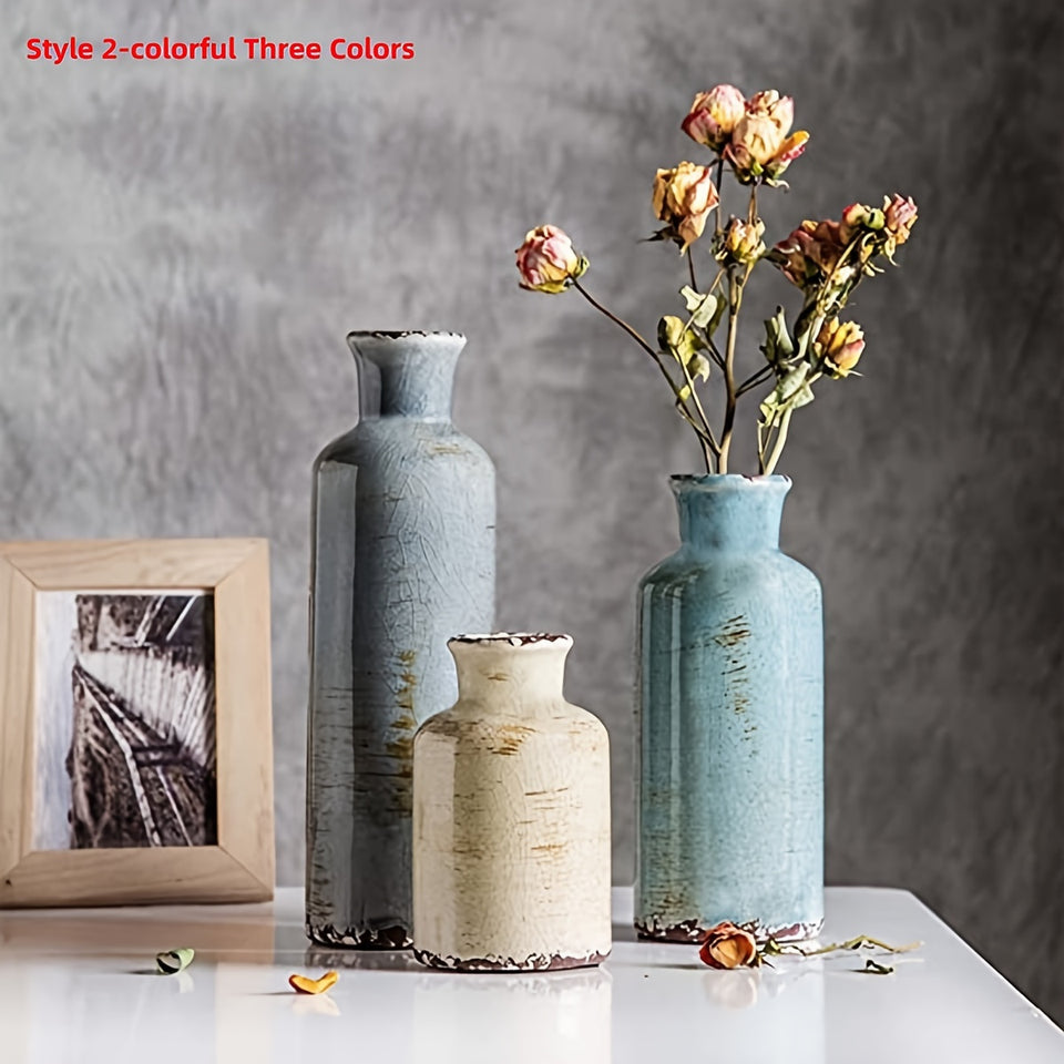 3 Morandi ceramic vases, Bohemian style vases, suitable for banquet, banquet, festival, wedding, family, restaurant, table decoration, aesthetic room, family, four seasons decoration, Christmas and other holiday gifts.