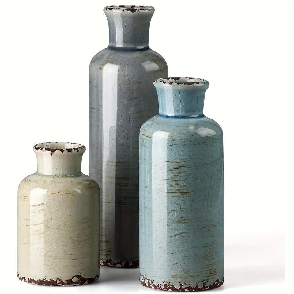 3 Morandi ceramic vases, Bohemian style vases, suitable for banquet, banquet, festival, wedding, family, restaurant, table decoration, aesthetic room, family, four seasons decoration, Christmas and other holiday gifts.