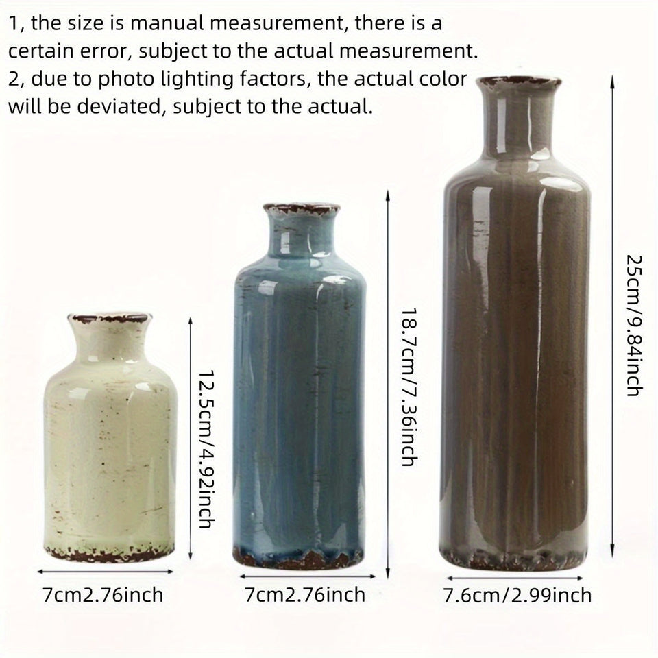 3 Morandi ceramic vases, Bohemian style vases, suitable for banquet, banquet, festival, wedding, family, restaurant, table decoration, aesthetic room, family, four seasons decoration, Christmas and other holiday gifts.
