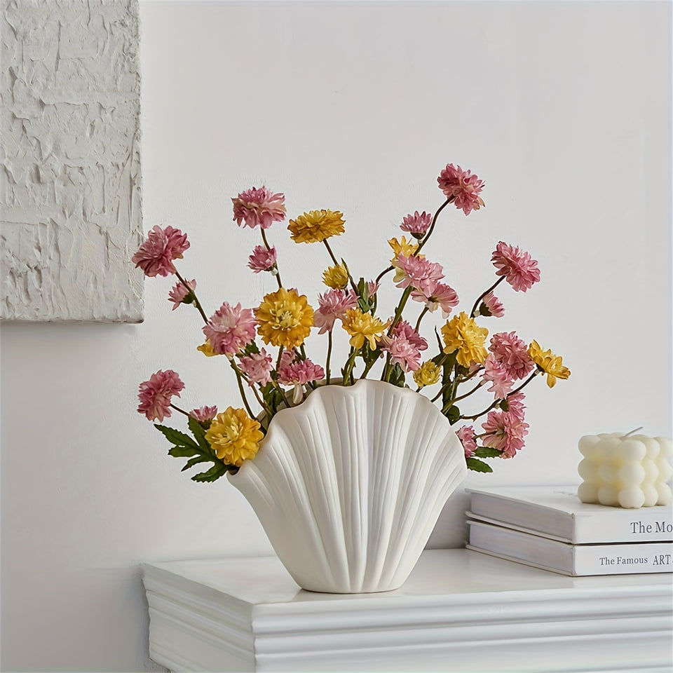 1 ceramic vase, Bohemian style shell vase, suitable for banquet, banquet, festival, wedding, family, restaurant, table decoration, aesthetic room, family, four seasons decoration, Christmas and other holiday gifts.