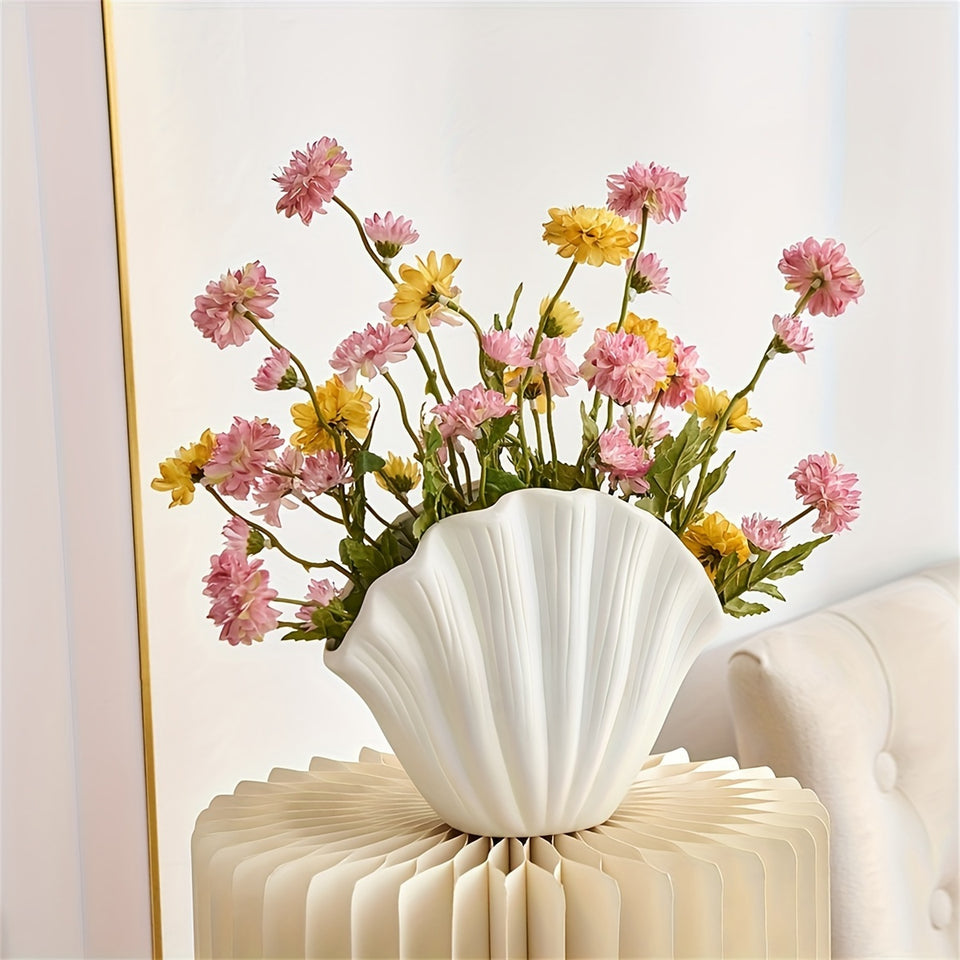1 ceramic vase, Bohemian style shell vase, suitable for banquet, banquet, festival, wedding, family, restaurant, table decoration, aesthetic room, family, four seasons decoration, Christmas and other holiday gifts.