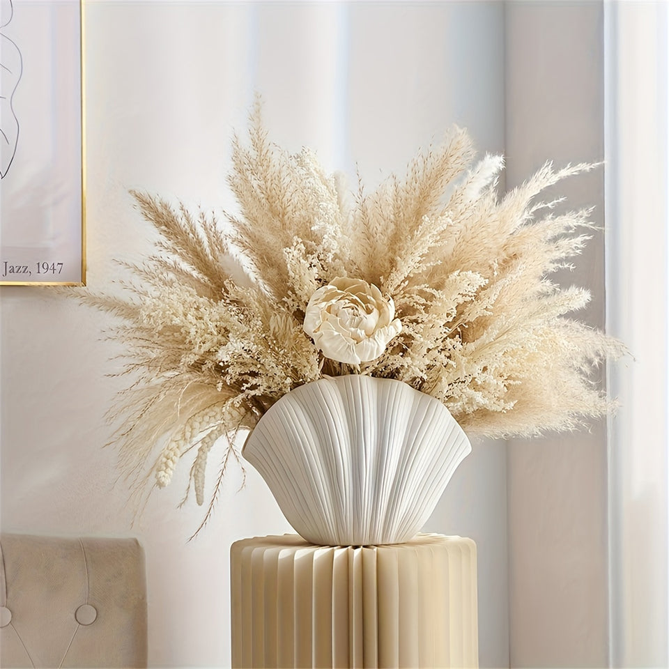1 ceramic vase, Bohemian style shell vase, suitable for banquet, banquet, festival, wedding, family, restaurant, table decoration, aesthetic room, family, four seasons decoration, Christmas and other holiday gifts.