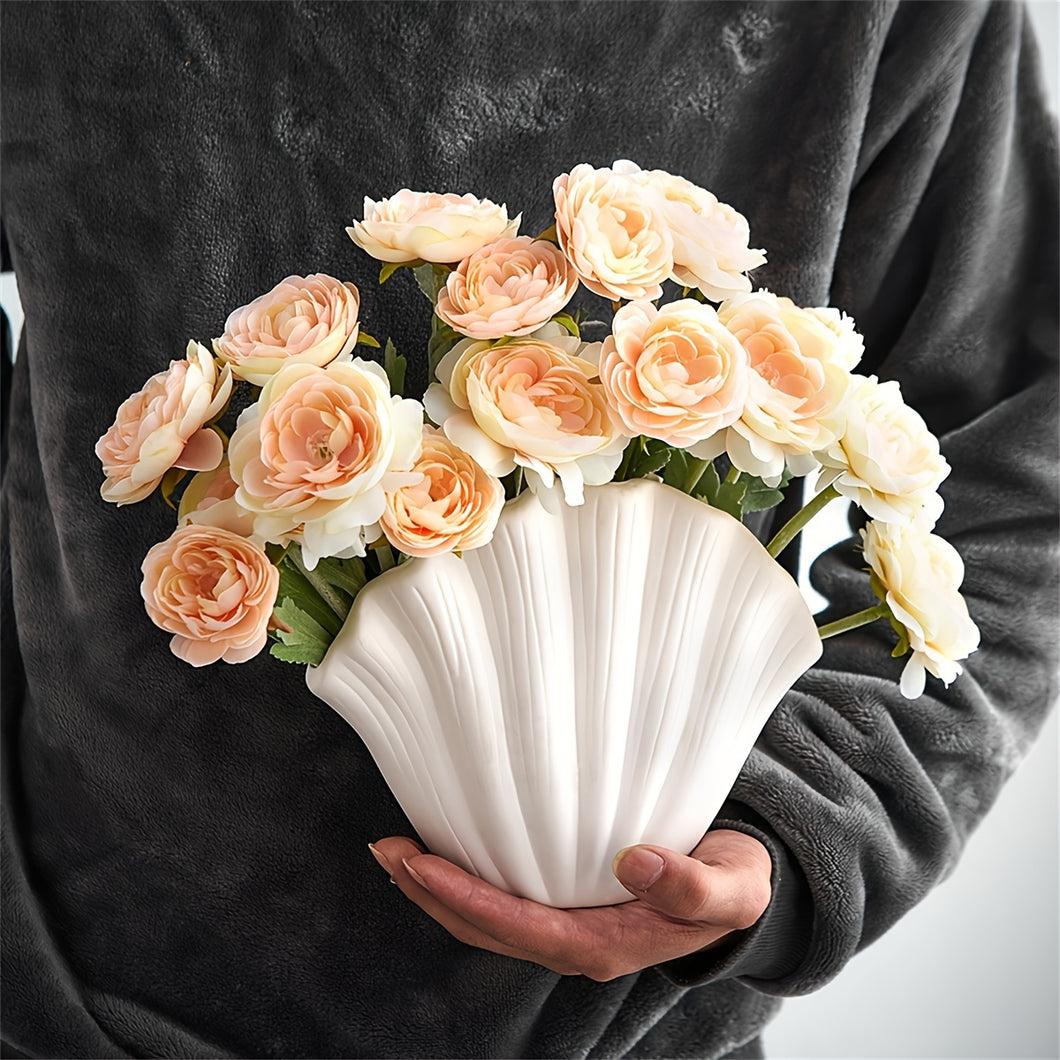 1 ceramic vase, Bohemian style shell vase, suitable for banquet, banquet, festival, wedding, family, restaurant, table decoration, aesthetic room, family, four seasons decoration, Christmas and other holiday gifts.