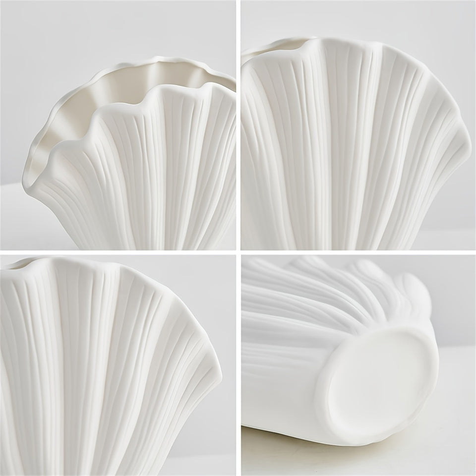 1 ceramic vase, Bohemian style shell vase, suitable for banquet, banquet, festival, wedding, family, restaurant, table decoration, aesthetic room, family, four seasons decoration, Christmas and other holiday gifts.