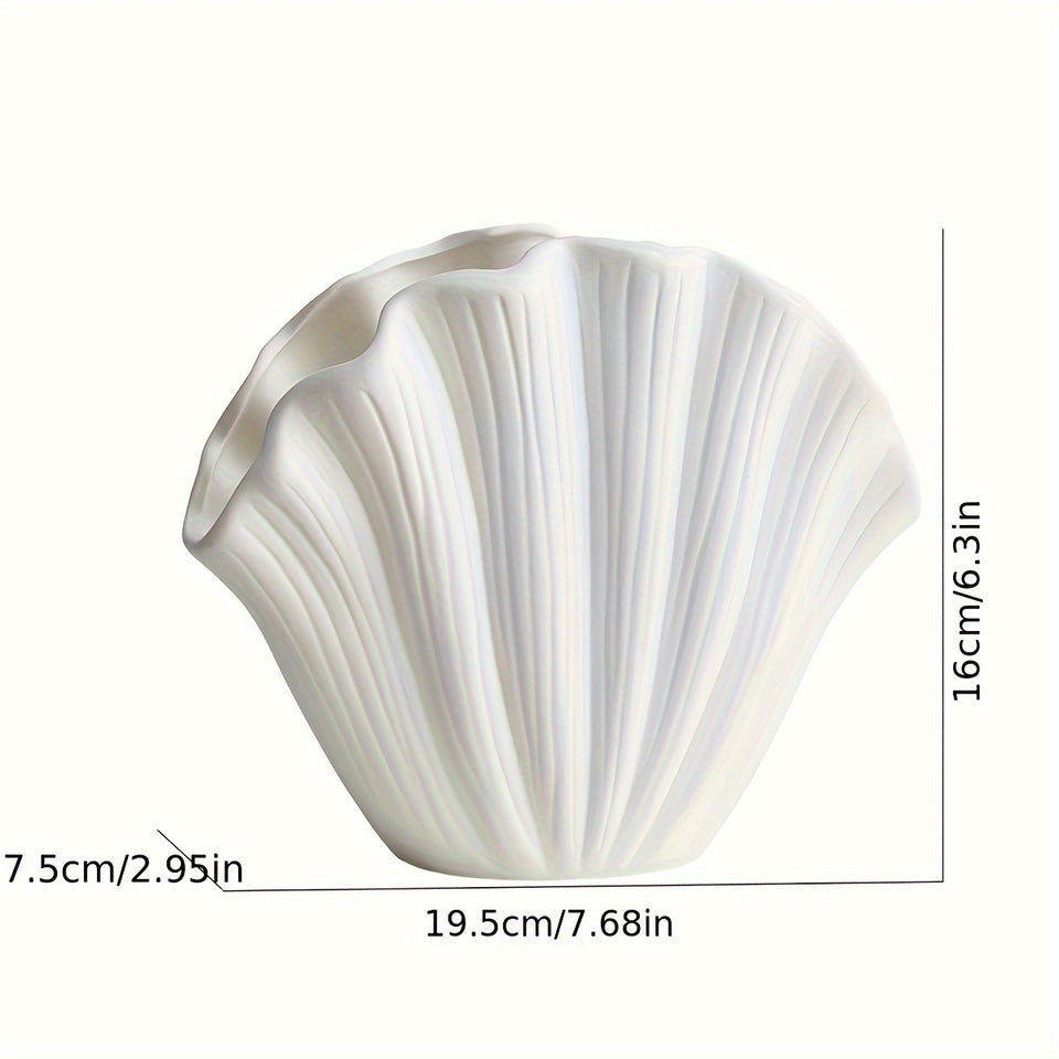 1 ceramic vase, Bohemian style shell vase, suitable for banquet, banquet, festival, wedding, family, restaurant, table decoration, aesthetic room, family, four seasons decoration, Christmas and other holiday gifts.