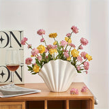 1 ceramic vase, Bohemian style shell vase, suitable for banquet, banquet, festival, wedding, family, restaurant, table decoration, aesthetic room, family, four seasons decoration, Christmas and other holiday gifts.