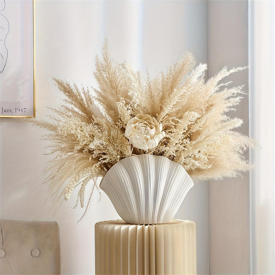 1 ceramic vase, Bohemian style shell vase, suitable for banquet, banquet, festival, wedding, family, restaurant, table decoration, aesthetic room, family, four seasons decoration, Christmas and other holiday gifts.