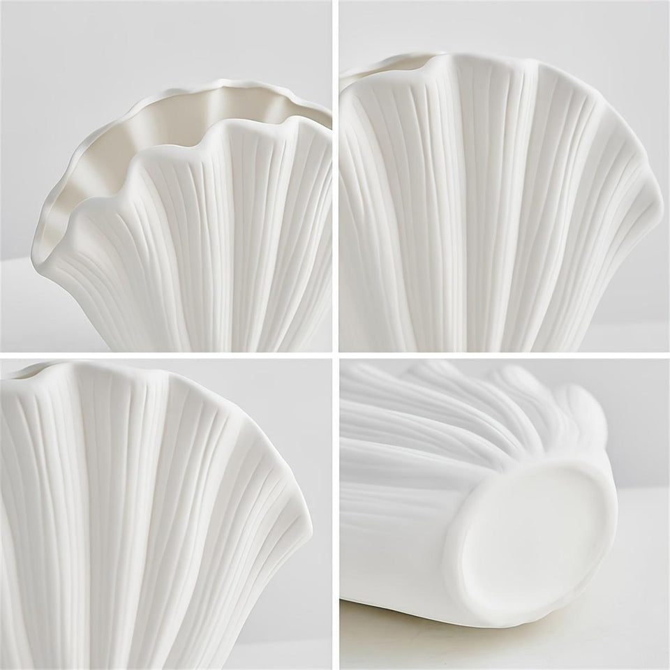 1 ceramic vase, Bohemian style shell vase, suitable for banquet, banquet, festival, wedding, family, restaurant, table decoration, aesthetic room, family, four seasons decoration, Christmas and other holiday gifts.