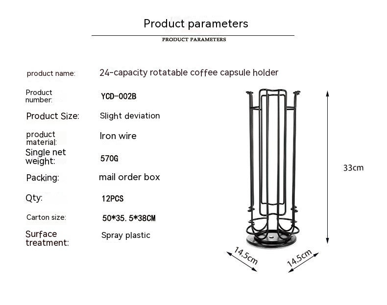 Large Capacity Rotatable Coffee Capsule Holder
