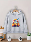 Boys' Cozy Sloth Milk Tea Print Hoodie - Casual Pullover Sweatshirt for Fall/Winter, Machine Washable