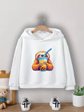 Boys' Cozy Sloth Milk Tea Print Hoodie - Casual Pullover Sweatshirt for Fall/Winter, Machine Washable