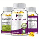 Trans Resveratrol - With Vitamin C, Green Tea, Grape Seeds - Anti-Aging, Antioxidants, For Immune Support - 120 Capsules