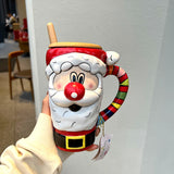 Home Cute Santa Elk Ceramic Coffee Cup