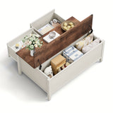 Farmhouse Coffee Table, 43'' Hinged Lift Top Wood Center Table with Large Hidden Storage & 2 Drawers for Living Room