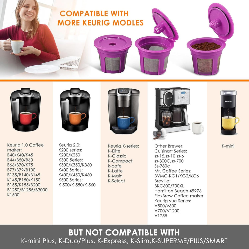 4 Pack Reusable K Cup Coffee Pods with 100 Count Disposable Coffee Paper Filt...