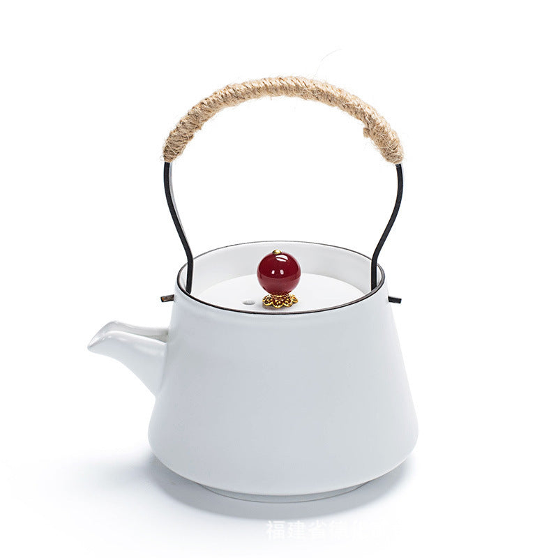 Black And White Ceramic Girder Travel Pot Of Contracted Tea Kettle Household Single Pot Of Tea