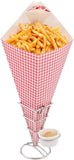 Cone Tek 15 Inch French Fry Cones 100 Recyclable Food Cones - Built-In Sauce Cup Grease-Resistant Lining White Paper Snack Cones for Appetizers and Charcuterie