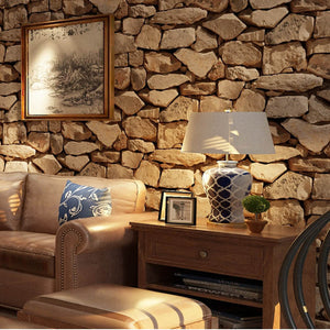 Retro 3D Solid Stone Wallpaper Artificial Stone Stone Coffee Shop Bar Restaurant