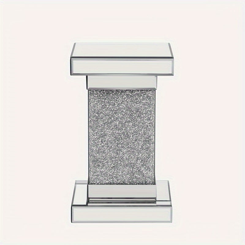 U-Can 11.8-inch Silver Square Mirror Coffee Table With Modern Diamond Edge Table In The Living Room, No Assembly Required