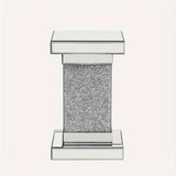 U-Can 11.8-inch Silver Square Mirror Coffee Table With Modern Diamond Edge Table In The Living Room, No Assembly Required