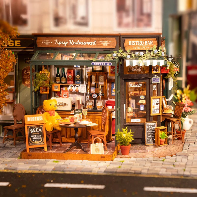Rolife Tipsy Restaurant DIY Miniature House, Only Supports TK And Independent Website Platforms