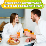 Rattan Tray 8.7 Inch Round Woven Serving Basket With Handles Decorative Tray For Coffee Table Bread Fruit Vegetables Restaurant Home Use