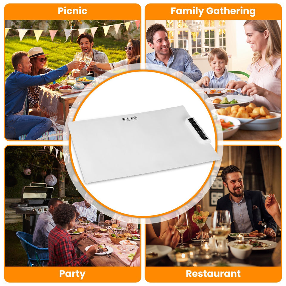 Electric Warming Tray Smart Food Warmer Roll Up Heating Pad With Adjustable Temperature Control 3 Auto Timer Settings For Buffet Party Gathering Restaurant