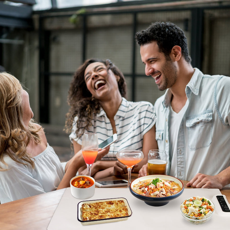 Electric Warming Tray Smart Food Warmer Roll Up Heating Pad With Adjustable Temperature Control 3 Auto Timer Settings For Buffet Party Gathering Restaurant