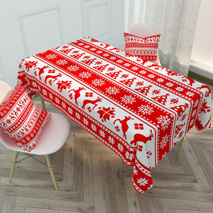 Nordic Red Christmas  Waterproof Cotton And Linen Coffee Table Tablecloth