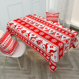 Nordic Red Christmas  Waterproof Cotton And Linen Coffee Table Tablecloth