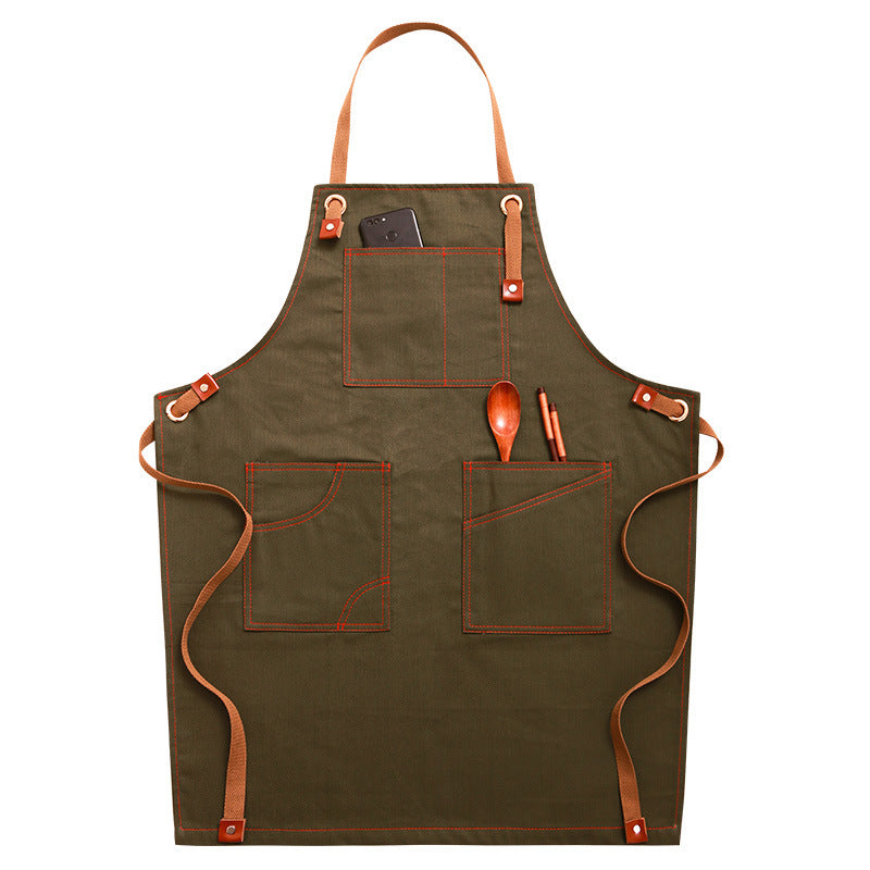 Denim Apron Female Fashion Barista Work Clothes Waist