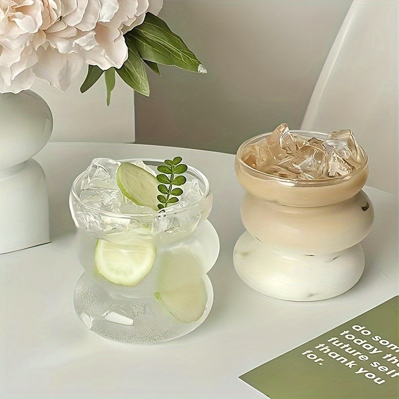 1pc Irregular Caterpillar Glass Cup - Heat-Resistant, Borosilicate, Coffee, Beverage, Milk, Circle Cup with Unique Shape