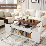 Coffee Table With Storage, 48" Square Coffee Table For Living Room, And White Lift Top Coffee Table Suitable For Work And Drinking, Rustic Brown