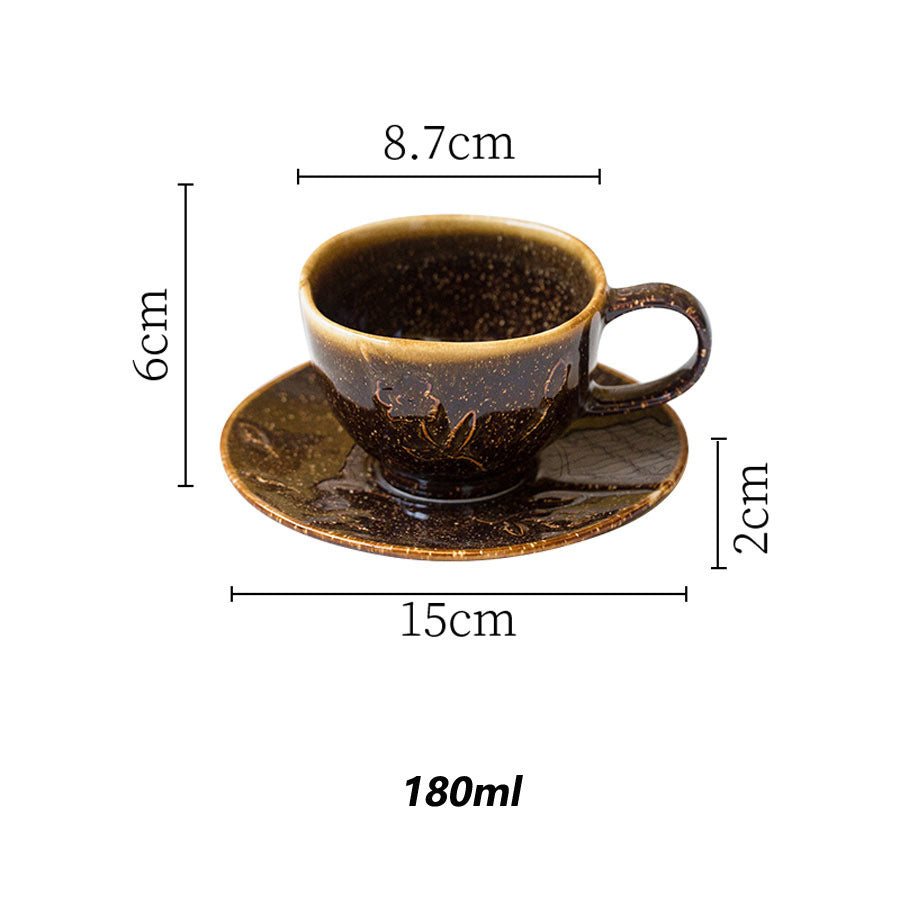 Embossed Flower Ceramic Coffee Set