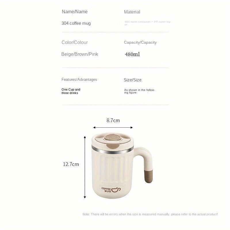 480ml Double-Wall Insulated Stainless Steel Coffee Mugs - Durable, Stylish, and Spill-Proof Travel Cups with Lids for Couples and Office Use - Ideal for Hot and Cold Beverages, Easy to Clean, and BPA-Free