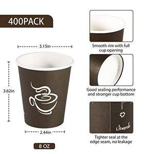 400 Pack 8Oz Paper Cups Disposable Coffee Cups Hot/Cold Drinking Cups