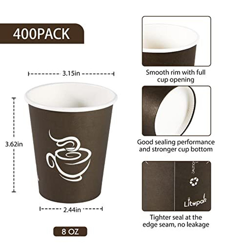 400 Pack 8Oz Paper Cups Disposable Coffee Cups Hot/Cold Drinking Cups