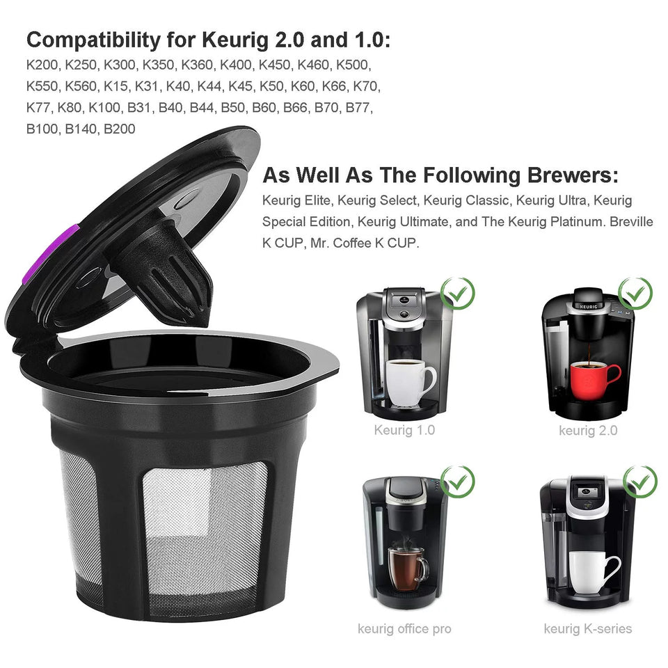 Reusable K Cups for Keurig 2.0&1.0, 4 Packs Universal Refillable K Cups Coffee Filter, BPA-FREE K Cup Reusable Fits Most Keurig K-Cup Brewers